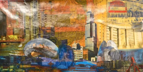 Chicago, Oil on canvas by Margaritte Antillion