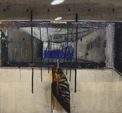 Thin Some Darker Trees Passage, Mixed media on fabric by TL Lange