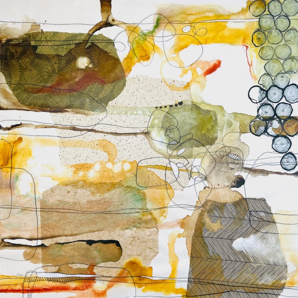 Connecting Botanicals I, Acrylic on canvas by Rikki Drotar