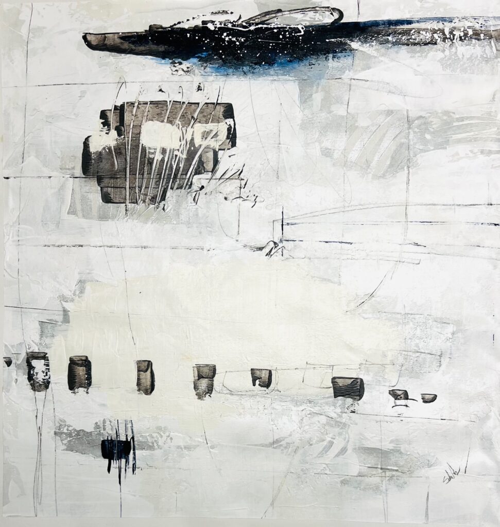 Pen and Pencil Match III, Mixed on canvas by Joshua Schicker